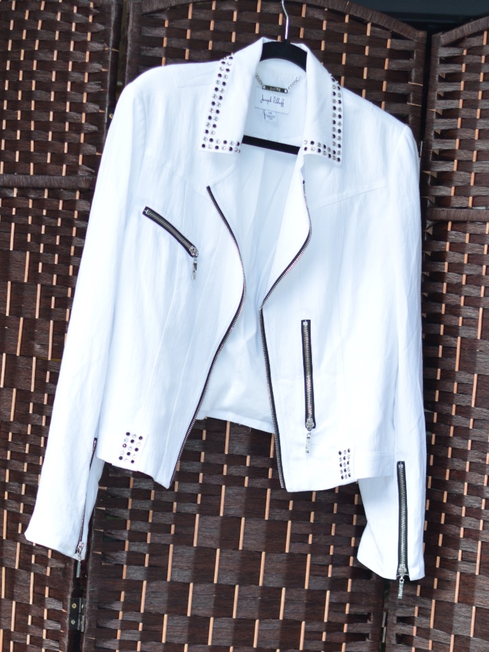 White Studded Joseph Ribkoff Jacket Sz L